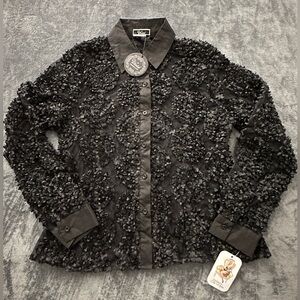 Vivid, women's black long-sleeved shirt, size M